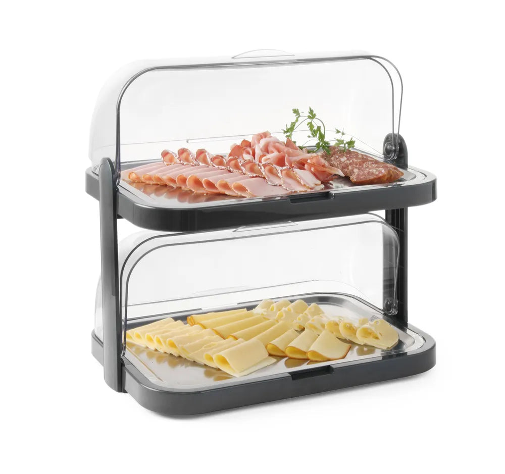 Roll-Top-Kühldisplay, doppelt, HENDI, Dunkelgrau, 440x320x(H)440mm