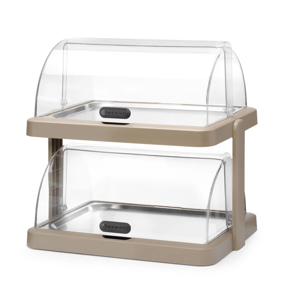 Rolltop Kühldisplay Duo UNIQ, HENDI, designed by Robert Bronwasser, Doppelt, Beige, 480x355x(H)480mm, Rechteckig