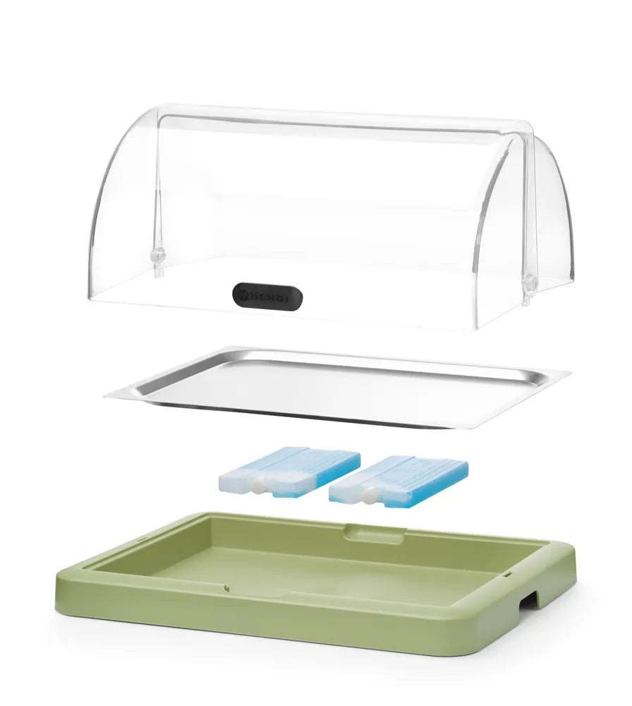 Rolltop Kühldisplay Duo UNIQ, HENDI, designed by Robert Bronwasser, Einzel, Grün, 460x355x(H)220mm, Rechteckig