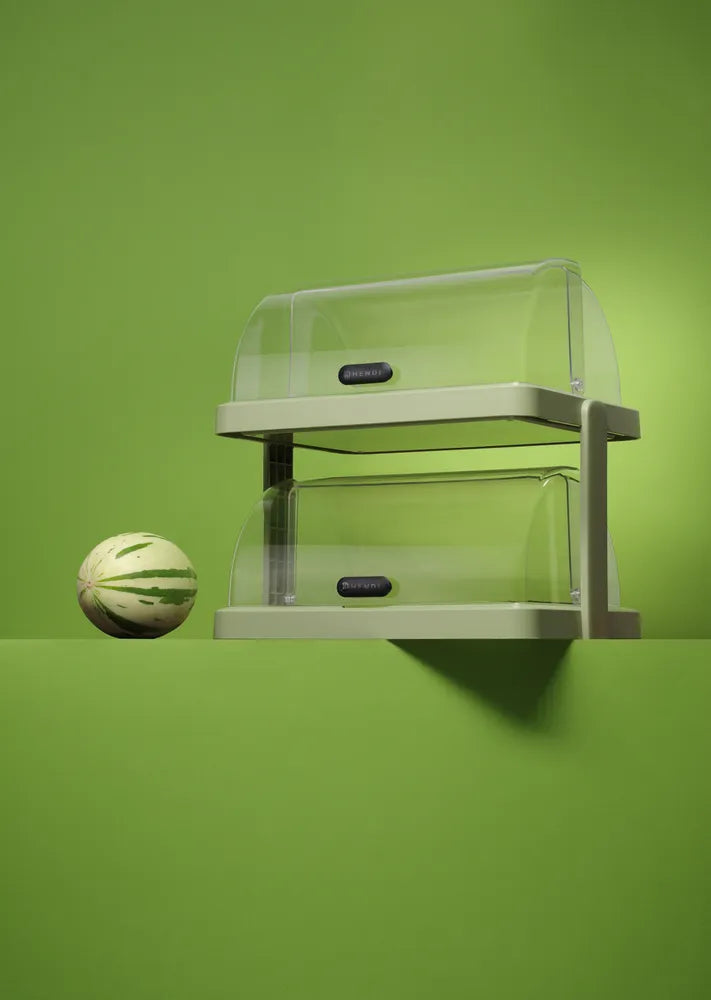 Rolltop Kühldisplay Duo UNIQ, HENDI, designed by Robert Bronwasser, Doppelt, Grün, 480x355x(H)480mm, Rechteckig