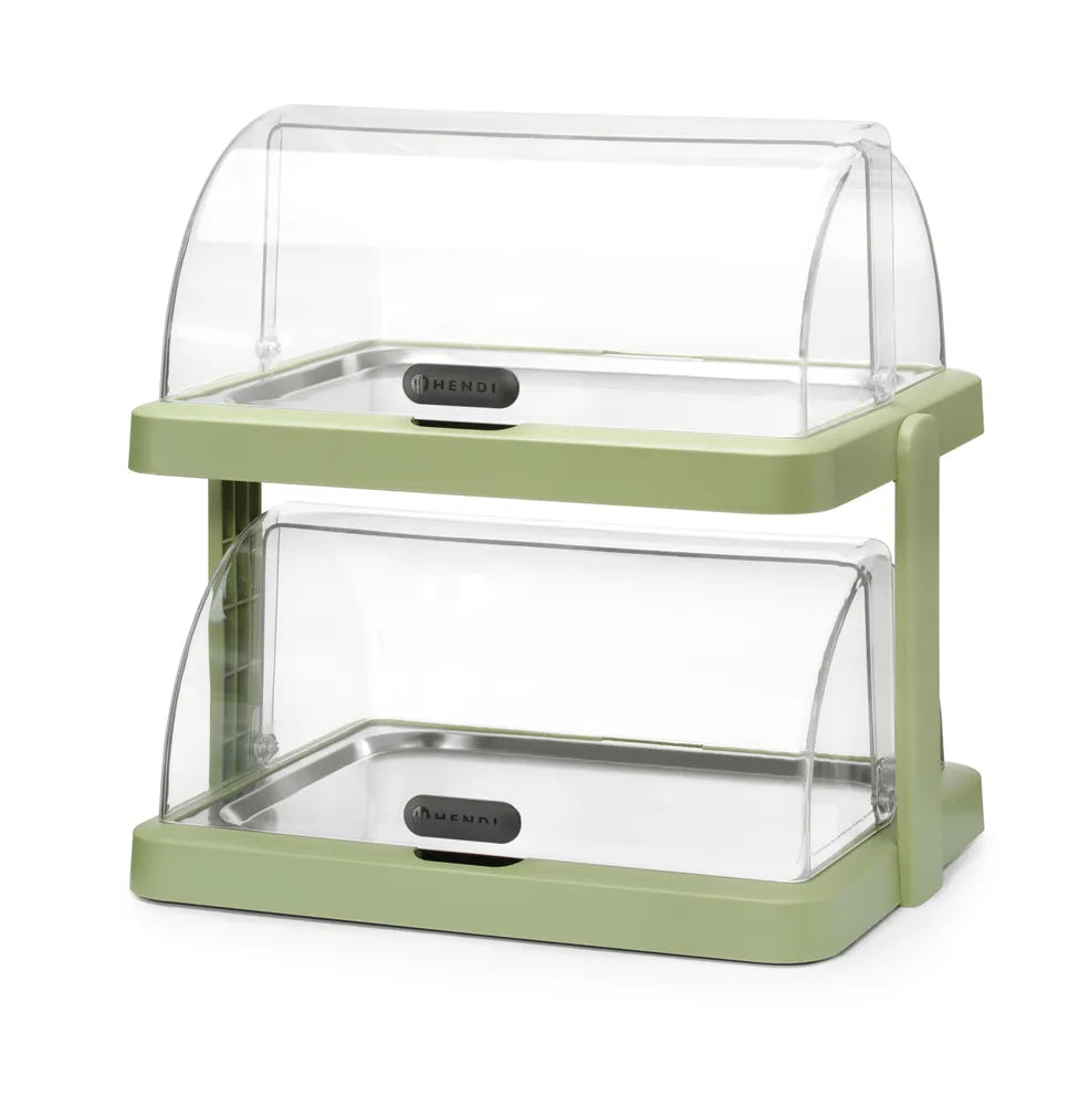 Rolltop Kühldisplay Duo UNIQ, HENDI, designed by Robert Bronwasser, Doppelt, Grün, 480x355x(H)480mm, Rechteckig