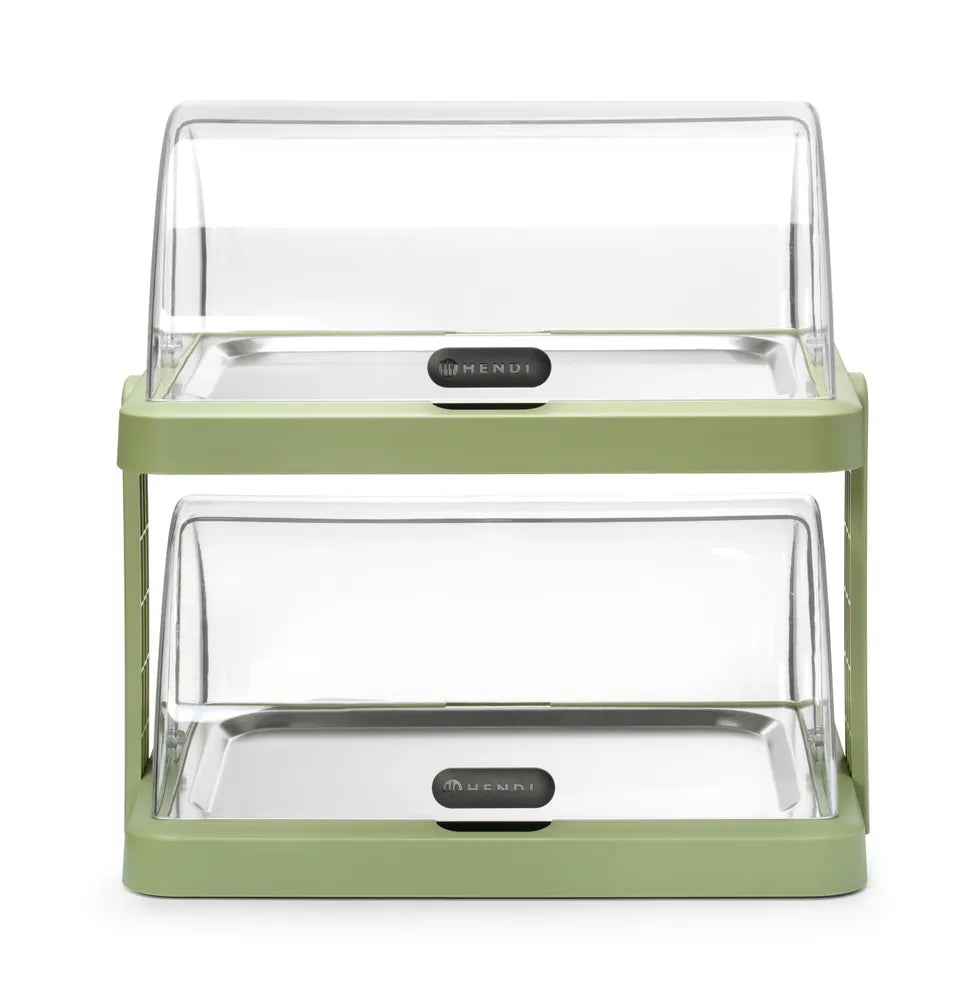 Rolltop Kühldisplay Duo UNIQ, HENDI, designed by Robert Bronwasser, Doppelt, Grün, 480x355x(H)480mm, Rechteckig