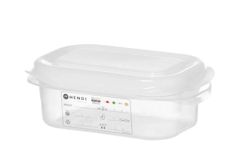 GN 1/9 Behälter, Polypropylen, HENDI, GN 1/9, 1L, Transparent, 176x108x(H)100mm, Rechteckig