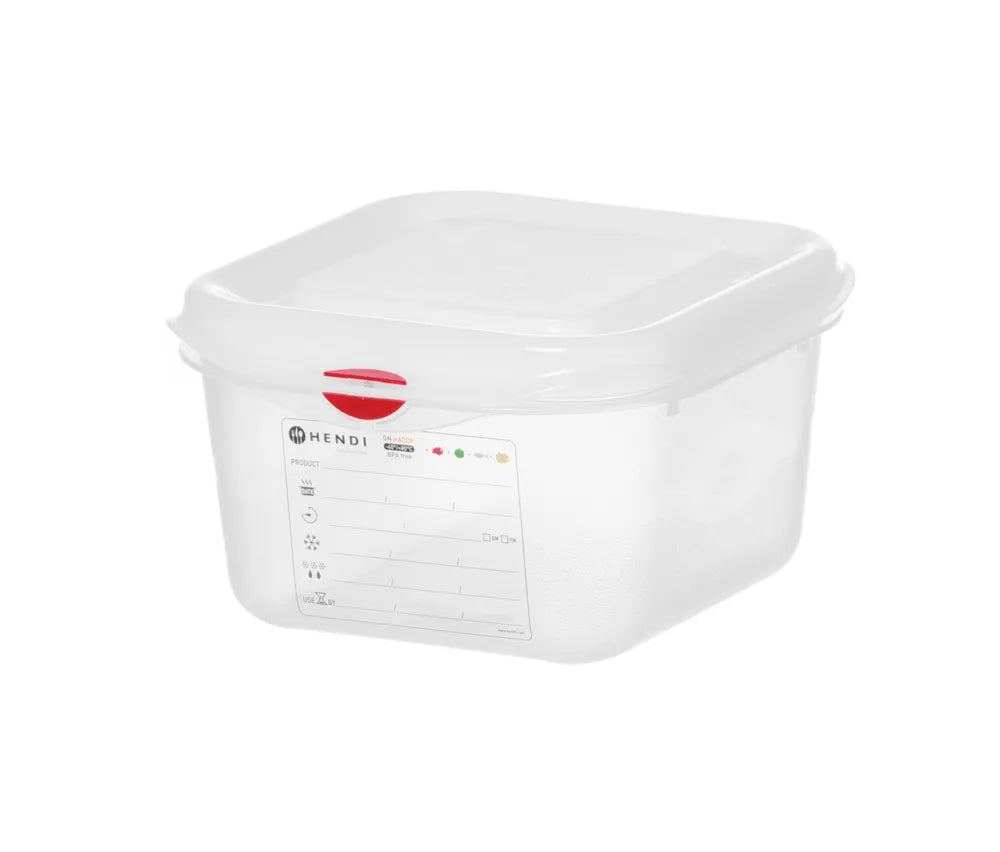 GN 1/6 Behälter, Polypropylen, HENDI, GN 1/6, 1,7L, Transparent, 176x162x(H)100mm, Rechteckig