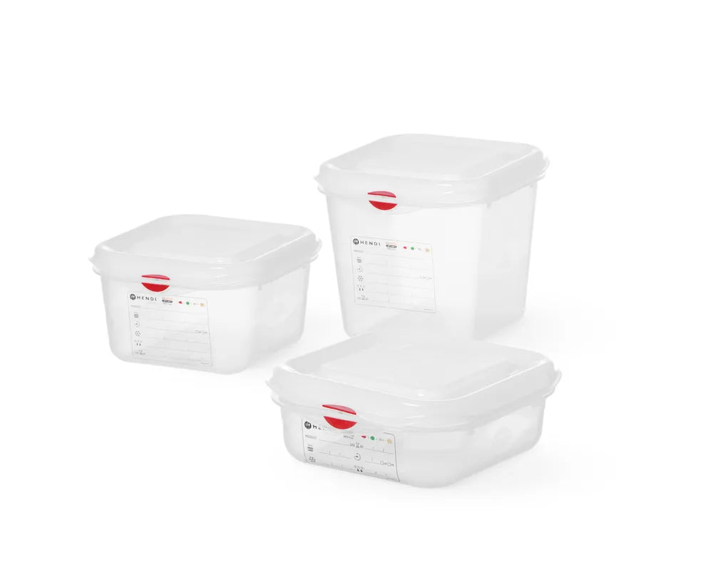 GN 1/6 Behälter, Polypropylen, HENDI, GN 1/6, 1,7L, Transparent, 176x162x(H)100mm, Rechteckig