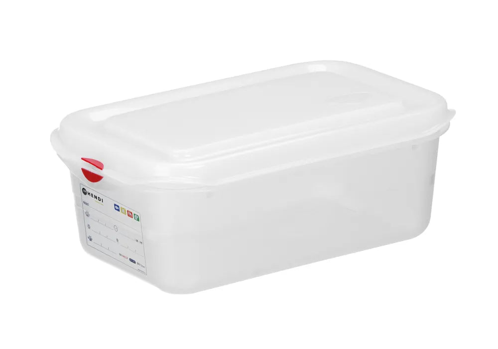 Behälter GN 1/4 Polypropylen, HENDI, GN 1/4, 1,8L, Transparent, 265x162x(H)65mm