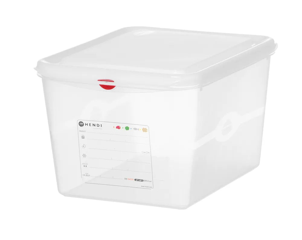 GN 1/2 Behälter, Polypropylen, HENDI, GN 1/2, 12,5L, Transparent, 325x265x(H)200mm, Rechteckig