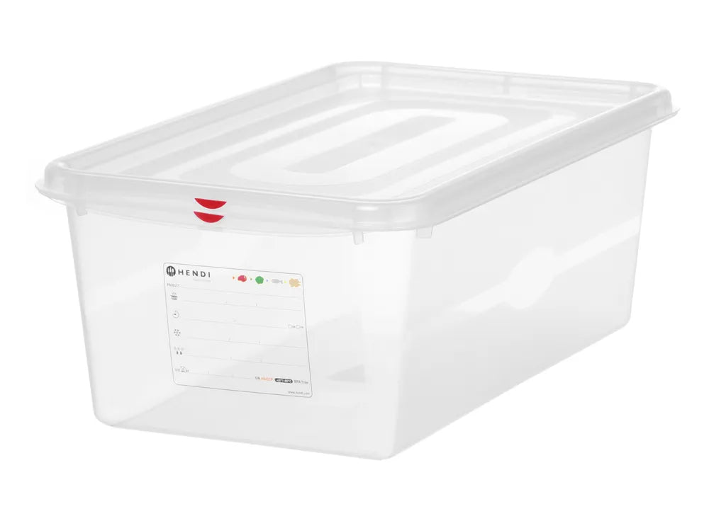 GN 1/1 Behälter, Polypropylen, HENDI, GN 1/1, 28L, Transparent, 530x325x(H)200mm, Rechteckig