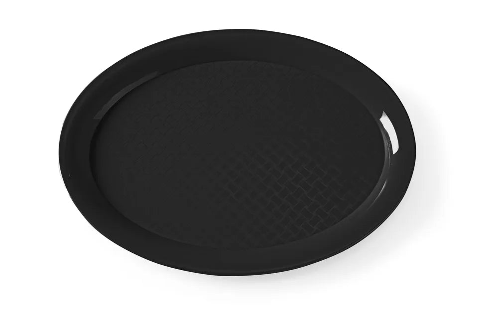 Fast-Food-Tablett aus Polypropylen, oval, HENDI, Schwarz, 265x195x(H)15mm