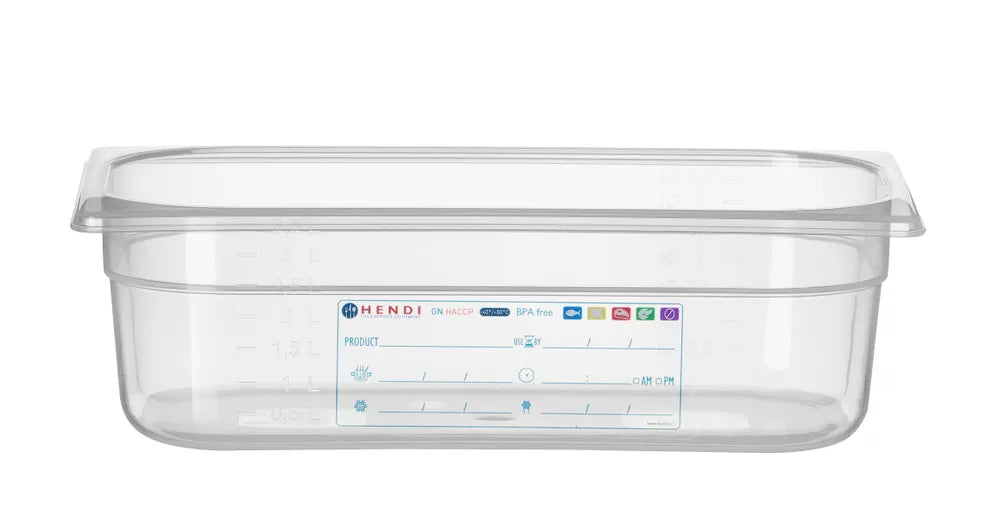 Gastronorm-Behälter 1/3, HENDI, GN 1/3, 4L, Transparent, 325x176x(H)100mm