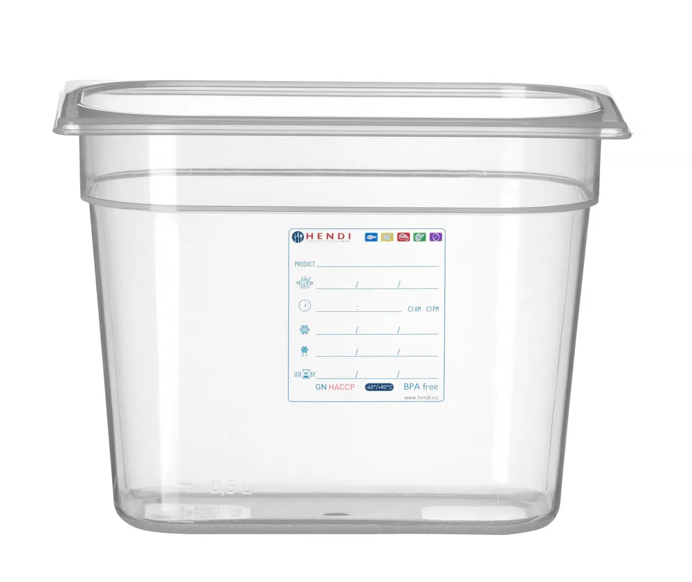 Gastronorm-Behälter 1/4, HENDI, GN 1/4, 5,5L, Transparent, 265x162x(H)200mm