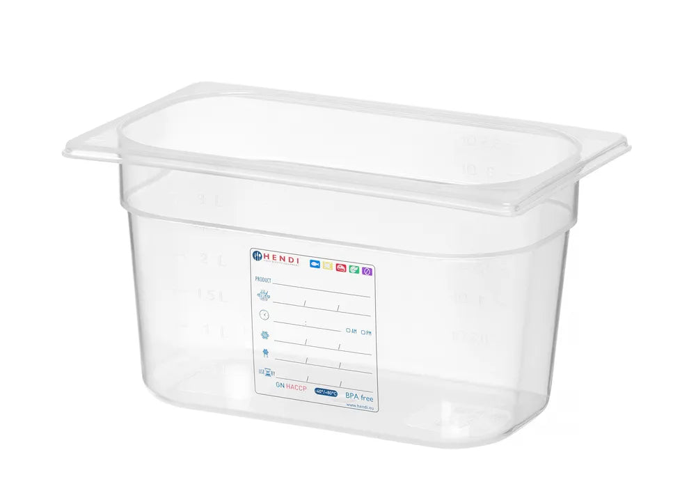 Gastronorm-Behälter 1/4, HENDI, GN 1/4, 3,5L, Transparent, 265x162x(H)150mm