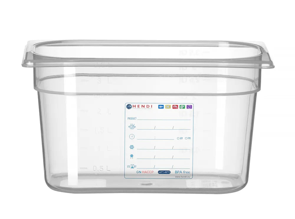 Gastronorm-Behälter 1/4, HENDI, GN 1/4, 3,5L, Transparent, 265x162x(H)150mm