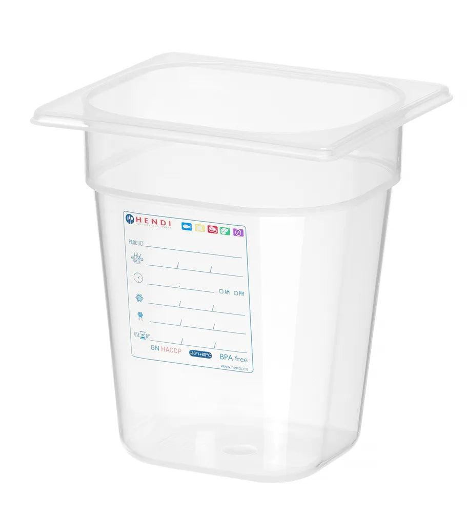 Gastronorm-Behälter 1/6, HENDI, GN 1/6, 3,4L, Transparent, 176x162x(H)200mm