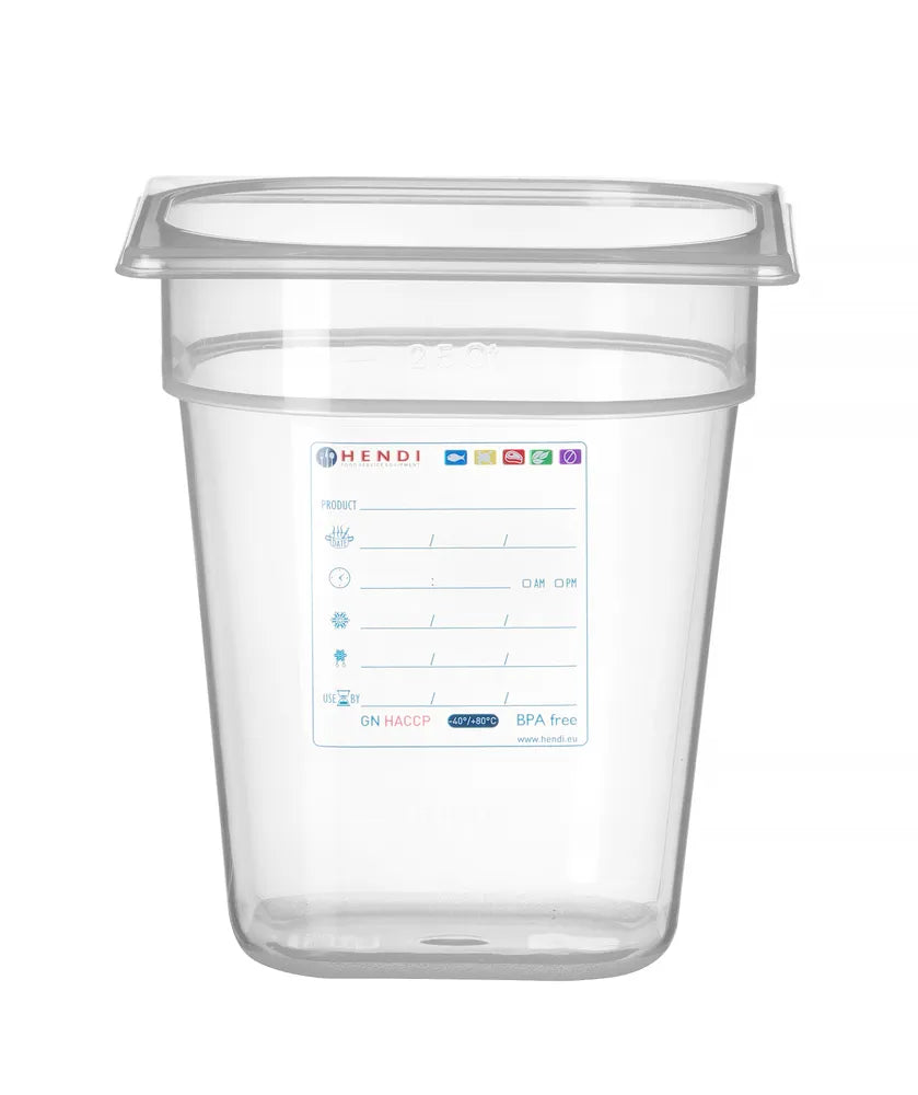 Gastronorm-Behälter 1/6, HENDI, GN 1/6, 3,4L, Transparent, 176x162x(H)200mm