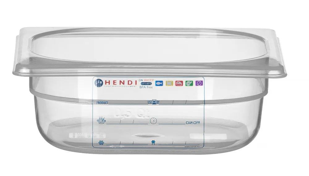 Gastronorm-Behälter 1/6, HENDI, GN 1/6, 1L, Transparent, 176x162x(H)65mm
