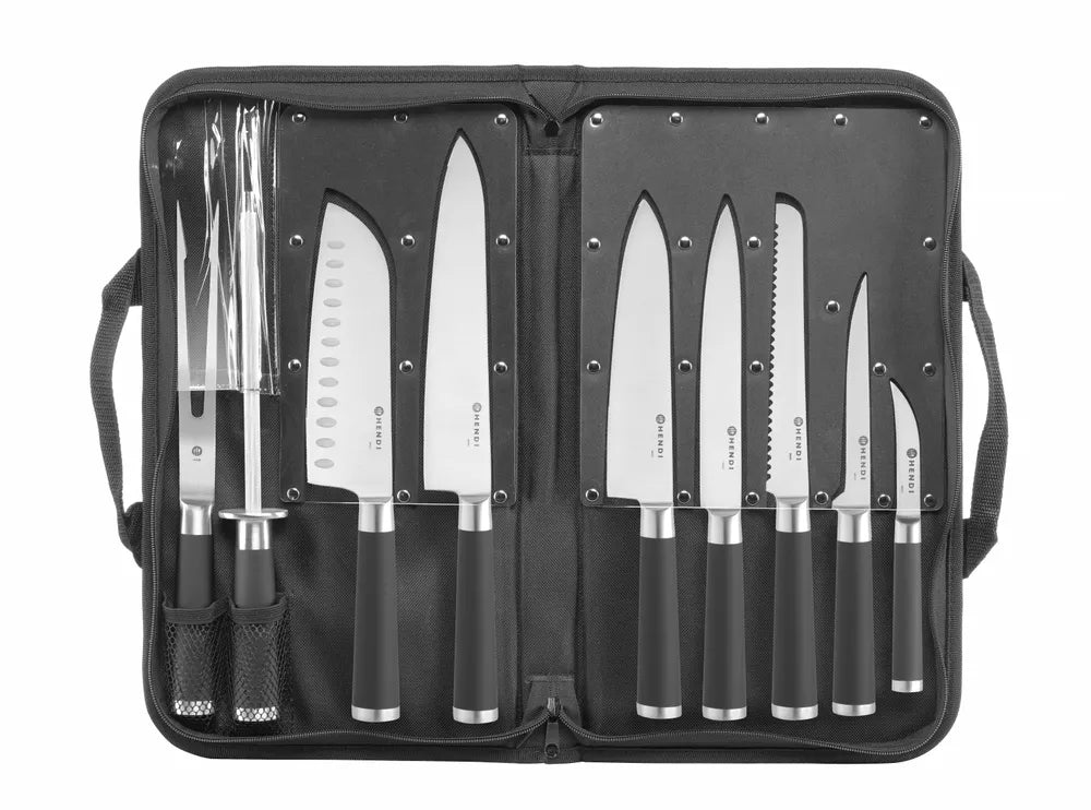Messerset, 9-teilig, HENDI, Schwarz, 445x260x(H)65mm